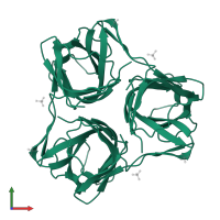 Fiber knob domain in PDB entry 4cw8, assembly 1, front view.
