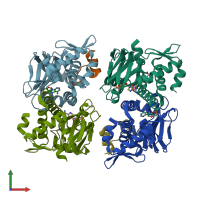 PDB entry 4cyd coloured by chain, front view.