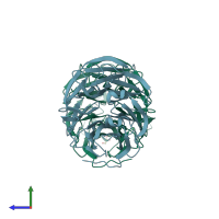 PDB entry 4czv coloured by chain, side view.