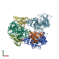 PDB entry 4d0l coloured by chain, front view.