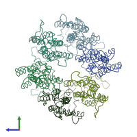 PDB entry 4d1k coloured by chain, side view.