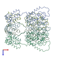 PDB entry 4d1k coloured by chain, top view.