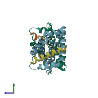 PDB entry 4d2m coloured by chain, side view.