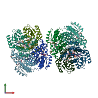 PDB entry 4d42 coloured by chain, front view.