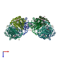 PDB entry 4d42 coloured by chain, top view.