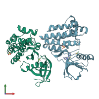 PDB entry 4d4v coloured by chain, front view.