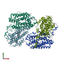PDB entry 4d8f coloured by chain, front view.