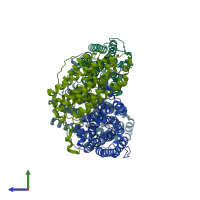 PDB entry 4d8f coloured by chain, side view.