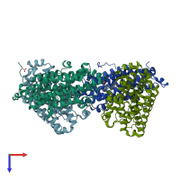 PDB entry 4d8f coloured by chain, top view.