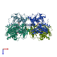 PDB entry 4d9c coloured by chain, top view.