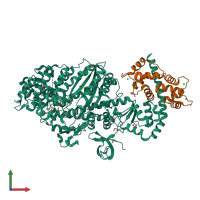 PDB entry 4dbp coloured by chain, front view.