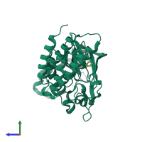 PDB entry 4deh coloured by chain, side view.