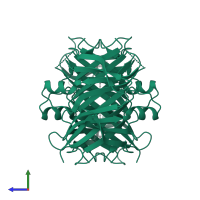 Transthyretin in PDB entry 4det, assembly 1, side view.