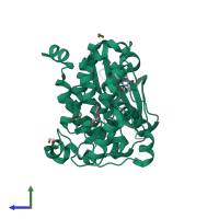 PDB entry 4dgm coloured by chain, side view.