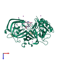 PDB entry 4dh6 coloured by chain, top view.