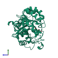 PDB entry 4di9 coloured by chain, side view.