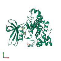 PDB entry 4dit coloured by chain, front view.