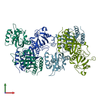 PDB entry 4dj2 coloured by chain, front view.