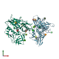 PDB entry 4dku coloured by chain, front view.