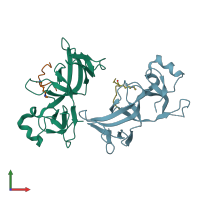 PDB entry 4dow coloured by chain, front view.