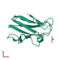 PDB entry 4dp6 coloured by chain, front view.