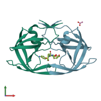 PDB entry 4dqe coloured by chain, front view.