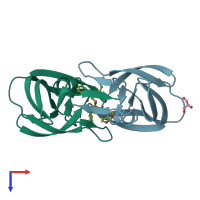 PDB entry 4dqh coloured by chain, top view.
