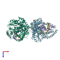 PDB entry 4dse coloured by chain, top view.