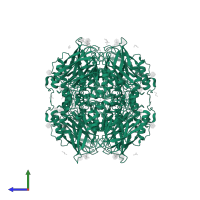 Fe(3+)-Zn(2+) purple acid phosphatase in PDB entry 4dsy, assembly 1, side view.