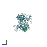 PDB entry 4dur coloured by chain, side view.