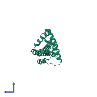 PDB entry 4dvd coloured by chain, side view.