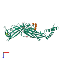 PDB entry 4dw0 coloured by chain, top view.