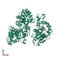 PDB entry 4dxc coloured by chain, front view.