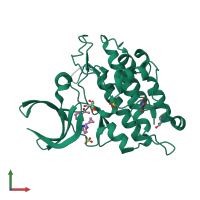 PDB entry 4dym coloured by chain, front view.