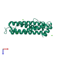 PDB entry 4dyz coloured by chain, top view.