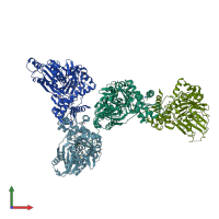 PDB entry 4e1j coloured by chain, front view.