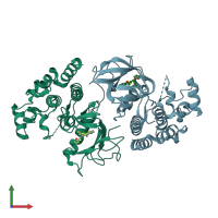 PDB entry 4e26 coloured by chain, front view.