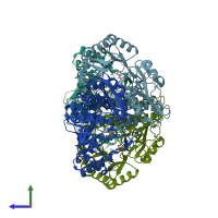 PDB entry 4e4f coloured by chain, side view.