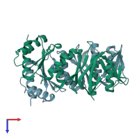 PDB entry 4ec5 coloured by chain, top view.