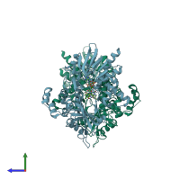 PDB entry 4ech coloured by chain, side view.