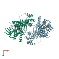 PDB entry 4ech coloured by chain, top view.