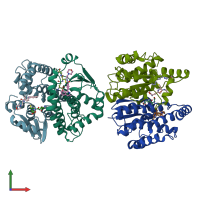 PDB entry 4edz coloured by chain, front view.