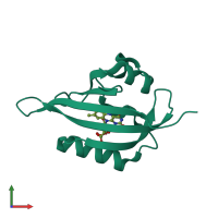 PDB entry 4eep coloured by chain, front view.