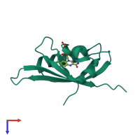 PDB entry 4eep coloured by chain, top view.