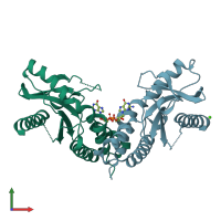 PDB entry 4ef4 coloured by chain, front view.