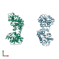 PDB entry 4ehj coloured by chain, front view.