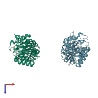 PDB entry 4ehj coloured by chain, top view.