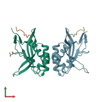 PDB entry 4eje coloured by chain, front view.