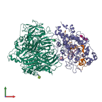 PDB entry 4ejx coloured by chain, front view.