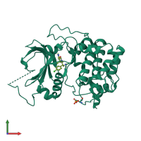 PDB entry 4ekl coloured by chain, front view.